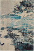 2' X 4' Ivory And Teal Blue Abstract Power Loom Non Skid Area Rug